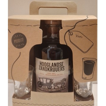 Hooglandse Zandkruuers Koffie-Mokkalikeur cadeauverpakking met 2 glazen