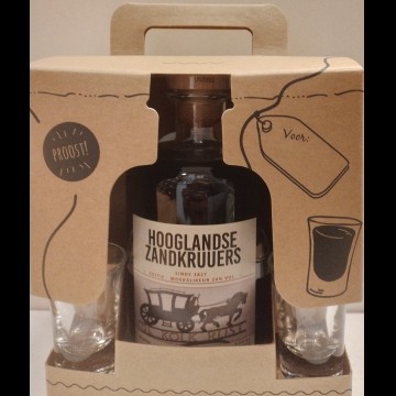 Hooglandse Zandkruuers Koffie-Mokkalikeur cadeauverpakking met 2 glazen